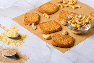 Oatmeal cookies with cashew nuts