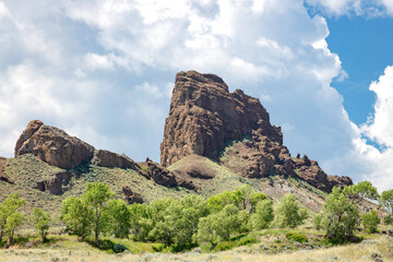 Castle Rock Formation in the South Fork River valley of northwest Wyoming in spring