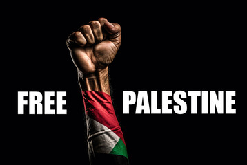 Resistance hand with Palestine flag and text