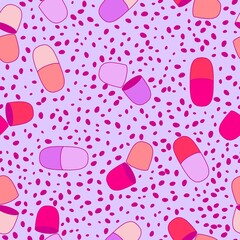 Medicine pills seamless doctors care pattern for wrapping paper and linens and fabrics and medicaments packaging