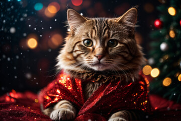 cat in christmas outfit