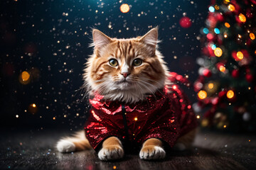 cat in christmas outfit