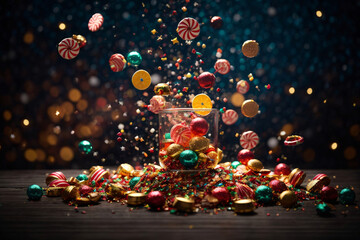 christmas candies dynamic scene, commercial