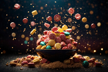 christmas candies dynamic scene, commercial