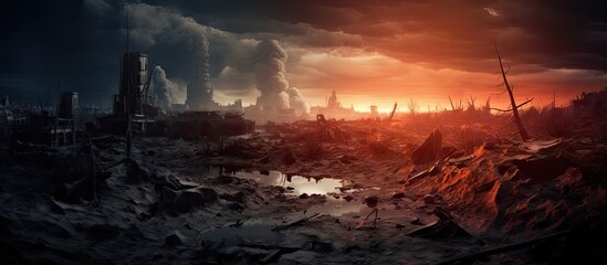 Post apocalyptic world resulting from a nuclear event - obrazy, fototapety, plakaty