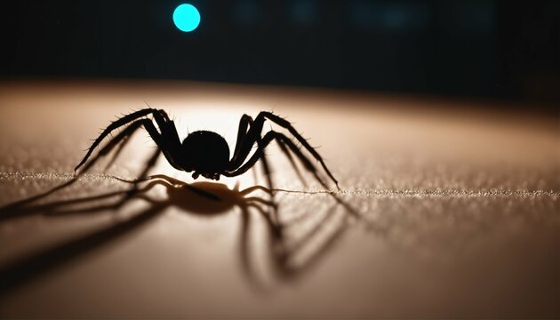 Bed tick or spider shadow: Concept of parasitic insects in the home at night
