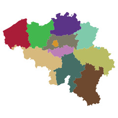 Belgium map with administrative. Map of Belgium in colorful
