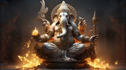 Lord Ganesha, Deva, Brahman Ganapatya, Saguna Brahman Panchayatana puja, in Hinduism, the elephant-headed god of wisdom and prosperity. the gods of the Hindu pantheon. - obrazy, fototapety, plakaty