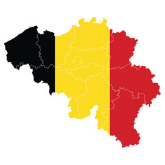 Map of Belgium with Belgium flag