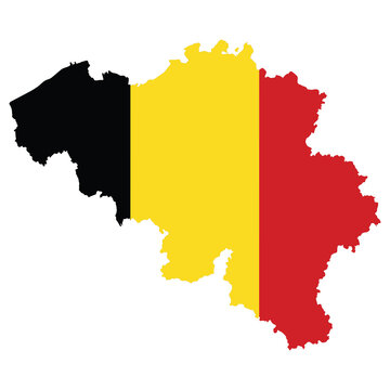 Map of Belgium with Belgium flag
