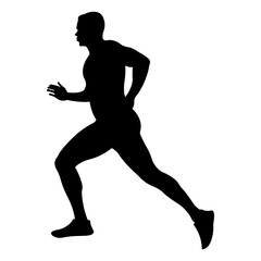 Silhouette of a person running.Flat running male icon for apps and websites.Running sports.Male silhouette.Vector illustration.
