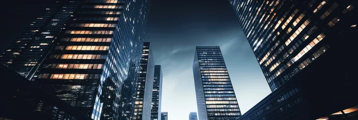 Foto op Plexiglas night view of high-rise buildings in modern city © evening_tao