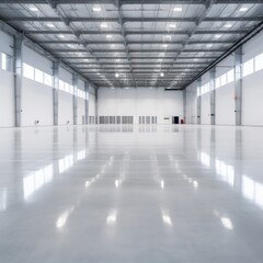 An empty of a modern space for manufacturing factory or large warehouse