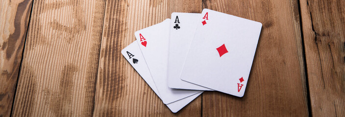 aces poker cards on table