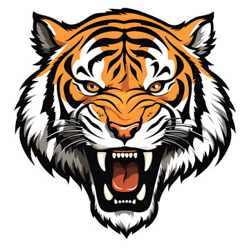 Tiger Vector Style Illustration Tiger Cartoon Style logo No Background Perfect for Print on Demand Merchandise