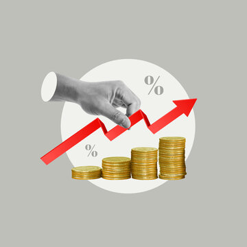 Increase, coin stacking, arrow up, financial interest rate, business investment growth, dividend concept, Compound Interest, Multiplication, Wages, Finance, Value Added Tax, Excise Tax, Investment