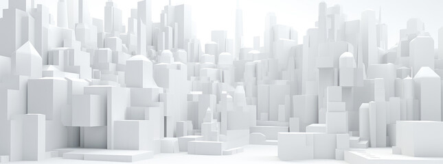Futuristic Cityscape: 3D Rendering of Geometric Architecture