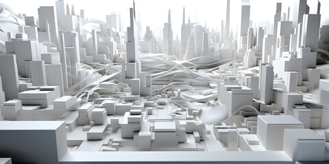 Geometric Urban Landscape: 3D Rendering of White City