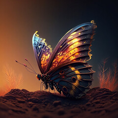 Macro closeup of butterfly, abstract,generative AI image