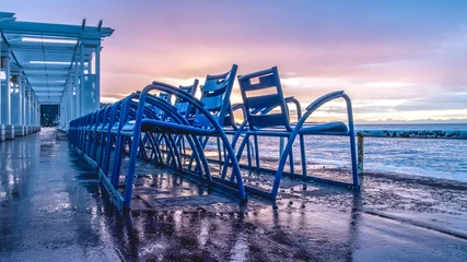 Foto op Aluminium Lever de soleil sur la baie des anges et la promenade des anglais à Nice sur la Côte d'Azur dans le Sud de la France © Bernard