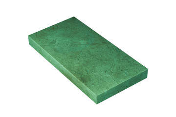The marble slab is painted green and looks like malachite is isolated on transparent background.