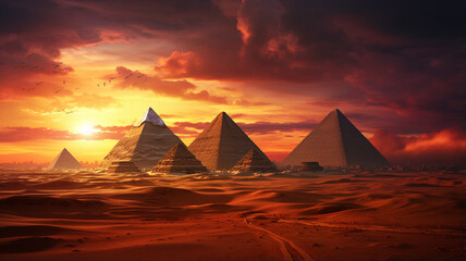Huge pyramids during sunset