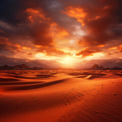 Fototapeta premium Fondo natural con detalle de paisaje de desierto con cielo de atardecer y tonos anaranjados