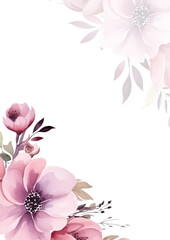 Purple violet modern background watercolor invitation with floral and flower