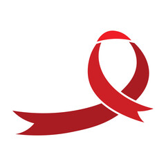 Red ribbon on white background. AIDS Awareness Day