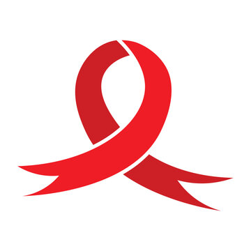 Red ribbon on white background. AIDS Awareness Day