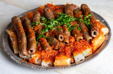 Delicious Turkish Traditional Manisa Kebap, Tire Kofte