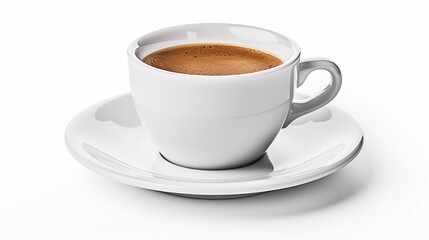cup of hot aromatic espresso coffee on white background. Cup of coffee on white. generative ai