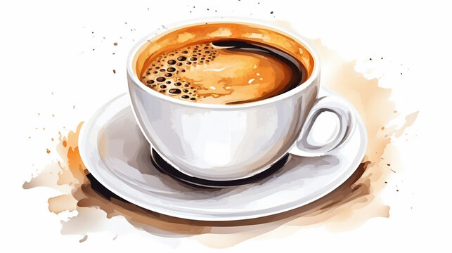 cup of hot aromatic espresso coffee on white background. Cup of coffee on white. generative ai