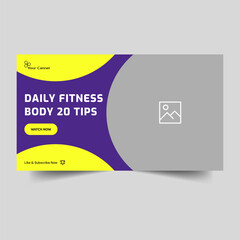 Abstract video thumbnail design for fitness, meditation customizable video cover, editable vector eps 10 file format