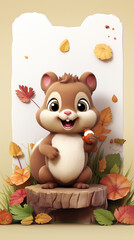 Obraz na płótnie Canvas Adorable Laughing Squirrel Embracing the Peace of Nature in the Serene Beauty of Autumn Foliage