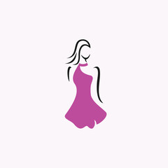 elegant woman with a slender body in a pink dress logo