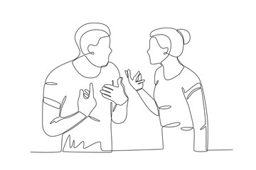 A couple quarrels arguments. Relationship problem one-line drawing
