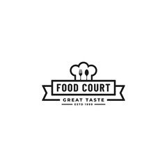 Fototapeta premium Food court logo vector or Food court sign vector isolated. Best food court logo for product packaging, websites, print design, packaging and more about food court.
