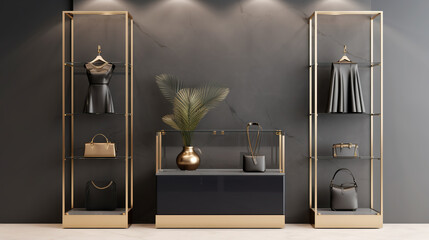 Captivating Elegance, The Exquisite Black Gold Minimalist Aesthetic of Our Exclusive Boutique Store