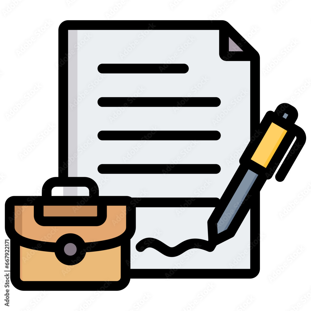 Poster contract outline color icon