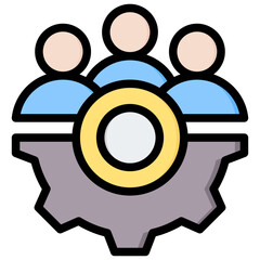 Human Resource Management Outline Color Icon