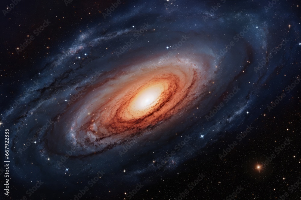 Wall mural view of spiral galaxy from outer space