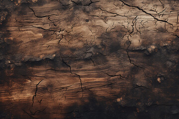 texture of old burnt cracked wood with knots, generative AI