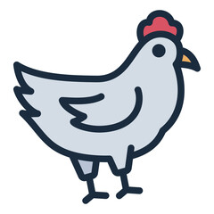 Hen color filled line icon