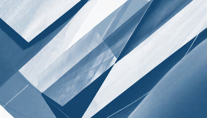 Abstract blue and white background in creative geometric art pattern, modern abstract art style business background with diagonal stripes shapes and triangles in border design
