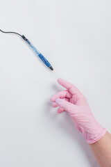hand in glove with syringe