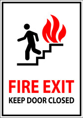 Warning Sign Fire Exit Keep Door Closed