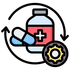 Hospital Pharmacy Management Outline Color Icon