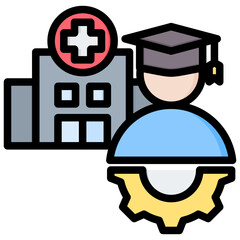 Master Of Hospital Management Outline Color Icon