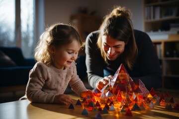 A psychologist helping a child with autism spectrum disorder.